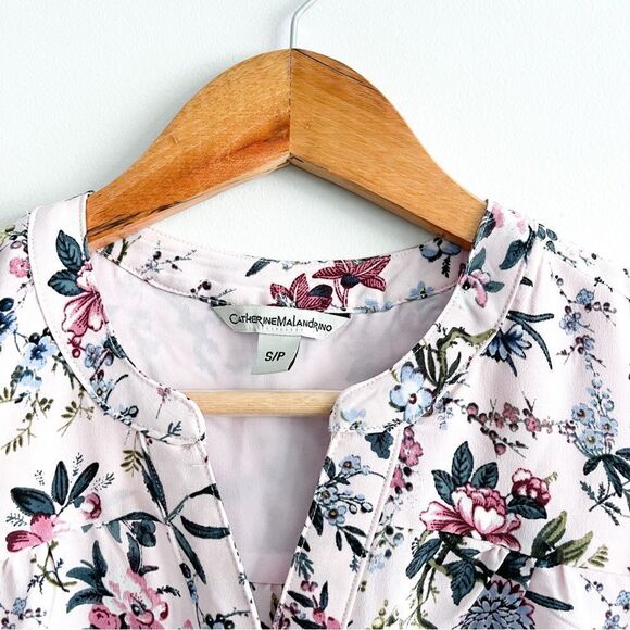 Catherine Malandrino Dress Floral Summer Button Up Womens S Drawstring Tie Waist - Picture 3 of 7